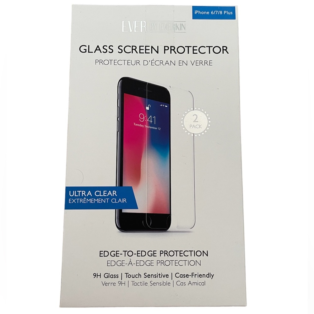 Ultra Clear Shield Glass Screen Protector iPhone 6 7 8 Plus (2 Pack) NEW